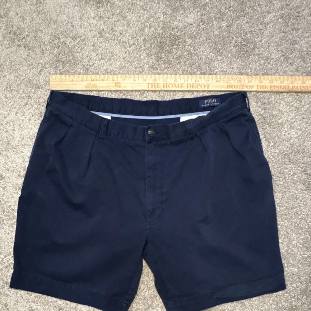 Polo Ralph Lauren Men's Navy‎ Chino Shorts Pleated Front Solid Button Pockets